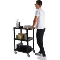 Utility Cart with Flat Shelf, 3 Tiers, 18-1/8" x 37-3/8" x 27-3/4", 330 lbs. Capacity Oxford Builders Supplies Inc