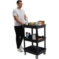 Utility Cart with Deep Lip Shelf, 3 Tiers, 19" x 39-1/2" x 28-1/4", 330 lbs. Capacity Oxford Builders Supplies Inc
