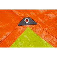 B&acirc;che tiss&eacute;e robuste haute visibilit&eacute;, Poly&eacute;thyl&egrave;ne, Vert/Orange, 16' x 20' x 12 mils Oxford Builders Supplies Inc