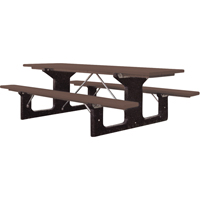 Tables de pique-nique en plastique recycl&eacute;, 6' lo x 61-1/2" la, Brun Oxford Builders Supplies Inc