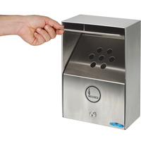 Smoking Receptacles, Wall-Mount, Stainless Steel, 3.3 Litres Capacity, 13-1/2" Height Oxford Builders Supplies Inc
