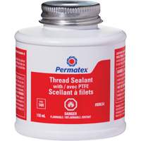 Thread Sealant with PTFE, Brush Top Bottle, 118 ml, -54°C - 150°C/-65°F - 300°F Oxford Builders Supplies Inc