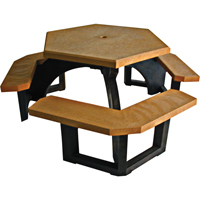 Recycled Plastic Hexagon Picnic Tables, 78" L x 78" W, Cedar Oxford Builders Supplies Inc