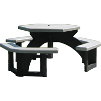 Recycled Plastic Hexagon Picnic Tables, 78" L x 78" W, Grey Oxford Builders Supplies Inc