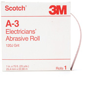 Scotch&reg; A-3 Electrician's Abrasive Roll, Aluminum Oxide, 1" W x 75' L, 120 Grit Oxford Builders Supplies Inc