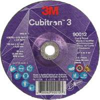 Cubitron 3 Cut and Grind Wheel, 4" x 5/32", 3/8" Arbor, Type 27, 36 Grit, Ceramic Oxford Builders Supplies Inc