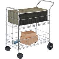 Chariots &agrave; courrier en fil m&eacute;tallique, 200 lb Capacit&eacute;, Chrome, 19" p x 30" la x 39-1/4" h, Chrom&eacute; Oxford Builders Supplies Inc