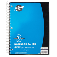 Carnet &agrave; spirale 3 sujets Oxford Builders Supplies Inc