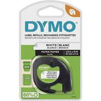 Labels for LetraTag Plus LT100-H, 12 mm x 13', Black on White Oxford Builders Supplies Inc