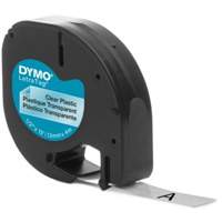 Labels for LetraTag Plus LT100-H, 12 mm x 157-12/25", Black on Clear Oxford Builders Supplies Inc
