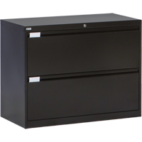Lateral Filing Cabinet, Steel, 2 Drawers, 36" W x 18" D x 27-7/8" H, Black Oxford Builders Supplies Inc