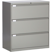 Lateral Filing Cabinet, Steel, 3 Drawers, 36" W x 18" D x 40-1/16" H, Grey Oxford Builders Supplies Inc