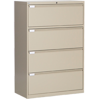 Lateral Filing Cabinet, Steel, 4 Drawers, 36" W x 18" D x 53-3/8" H, Beige Oxford Builders Supplies Inc