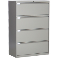 Lateral Filing Cabinet, Steel, 4 Drawers, 36" W x 18" D x 53-3/8" H, Grey Oxford Builders Supplies Inc