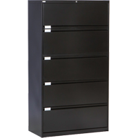 Lateral Filing Cabinet, Steel, 5 Drawers, 36" W x 18" D x 65-1/2" H, Black Oxford Builders Supplies Inc