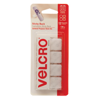 Attaches en carr&eacute;e, Boucle et crochet, 7/8" dia., Adh&eacute;sif, Blanc Oxford Builders Supplies Inc