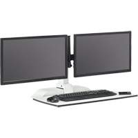 Bureau &eacute;lectrique assis/debout Soar avec bras d&eacute;cran double, Mod&egrave;le de bureau, 37-1/4" h x 27-3/4" la x 22" p, Blanc Oxford Builders Supplies Inc