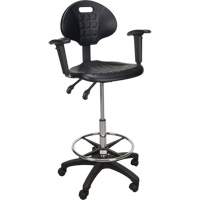 Tabouret ergonomique robuste avec accoudoirs r&eacute;glables et roulettes en nylon, Mobile, Ajustable Hauteur, Capacit&eacute; 250 lb Oxford Builders Supplies Inc