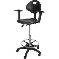 Tabouret ergonomique robuste avec accoudoirs r&eacute;glables et roulettes en nylon, Mobile, Ajustable Hauteur, Capacit&eacute; 250 lb Oxford Builders Supplies Inc