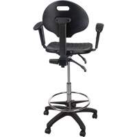 Tabouret ergonomique robuste avec accoudoirs r&eacute;glables et roulettes en nylon, Mobile, Ajustable Hauteur, Capacit&eacute; 250 lb Oxford Builders Supplies Inc