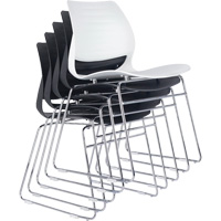Stacking Chairs, Polypropylene, 32" High, 250 lbs. Capacity, Black Oxford Builders Supplies Inc