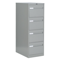 Vertical Filing Cabinet with Recessed Drawer Handles, 4 Drawers, 18.15" W x 26.56" D x 52" H, Grey Oxford Builders Supplies Inc
