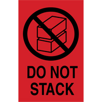 "Do Not Stack" International Shipping Labels, 6" L x 4" W, Black on Red Oxford Builders Supplies Inc