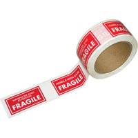 Pre-Printed Message Tapes, 1-7/8" W, White on Red Oxford Builders Supplies Inc