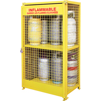 Gas Cylinder Cabinets, 12 Cylinder Capacity, 44" W x 30" D x 74" H, Yellow Oxford Builders Supplies Inc