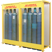 Gas Cylinder Cabinets, 20 Cylinder Capacity, 88" W x 30" D x 74" H, Yellow Oxford Builders Supplies Inc