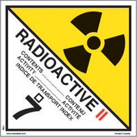 TDG Shipping Labels, Class 7, Radioactive II, Paper Oxford Builders Supplies Inc