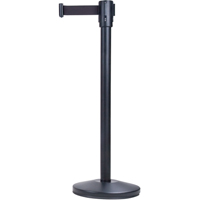 Free-Standing Crowd Control Barrier, Steel, 35" H, Black Tape, 7' Tape Length Oxford Builders Supplies Inc