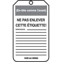 &eacute;tiquettes de verrouillage, Papier cartonn&eacute;, 3-1/8" la x 5-7/8" h, Français Oxford Builders Supplies Inc