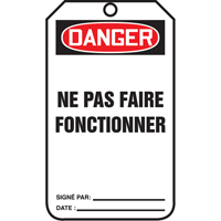 &eacute;tiquettes de verrouillage, Papier cartonn&eacute;, 3-1/8" la x 5-7/8" h, Français Oxford Builders Supplies Inc