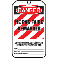 &eacute;tiquettes de verrouillage, Papier cartonn&eacute;, 3-1/8" la x 5-7/8" h, Français Oxford Builders Supplies Inc