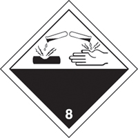 TDG Shipping Labels, Class 8, Corrosives, Vinyl Oxford Builders Supplies Inc