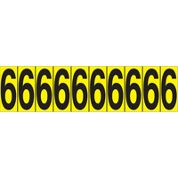 Individual Adhesive Number Markers, 6, 1-15/16" H, Black on Yellow Oxford Builders Supplies Inc