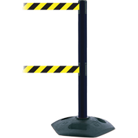 Dual Line Heavy Duty Post, Plastic, 38" H, Black/Yellow Tape, 7.5' Tape Length Oxford Builders Supplies Inc