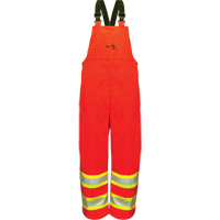 Hi-Vis FR/PU Safety Rain Bib Pants, 4X-Large, Orange Oxford Builders Supplies Inc