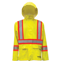 Hi-Vis FR/PU Safety Rain Jackets, Small, High Visibility Lime-Yellow Oxford Builders Supplies Inc