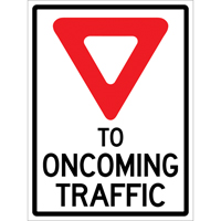 Enseigne enroulable de circulation  Yield to Oncoming Traffic , 36" x 48", Vinyle, Anglais avec pictogramme Oxford Builders Supplies Inc
