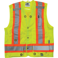 Veste de s&eacute;curit&eacute; pour arpenteur, Jaune lime haute visibilit&eacute;, Petit, Polyester Oxford Builders Supplies Inc
