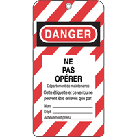 Lockout Tags, Plastic, 3" W x 5-3/4" H, French Oxford Builders Supplies Inc