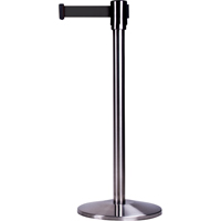 Barri&egrave;res sur pieds pour le contr&ocirc;le des foules, Acier, 35" h, Ruban Noir, Longueur du ruban 7' Oxford Builders Supplies Inc
