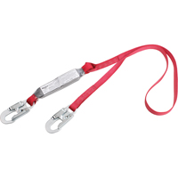 PRO Shock Absorbing Lanyards, 4', Snap Hook Center, Snap Hook Leg Ends, Polyester Oxford Builders Supplies Inc