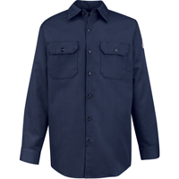 Flame-Resistant Work Shirts, Small, Navy Blue Oxford Builders Supplies Inc