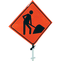 Men At Work Pole Sign, 24" x 24", Vinyl, Pictogram Oxford Builders Supplies Inc