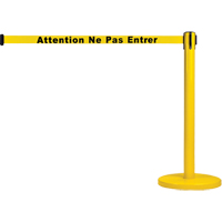 Barri&egrave;re autonome pour le contr&ocirc;le des foules, Acier, 35" h, Ruban Jaune, Longueur du ruban 7' Oxford Builders Supplies Inc