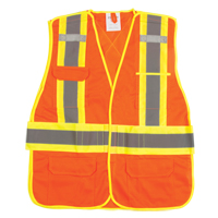 Veste d'arpenteur haute visibilit&eacute;, conforme &agrave; la CSA, Orange haute visibilit&eacute;, Moyen, Polyester Oxford Builders Supplies Inc