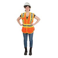 Veste d'arpenteur haute visibilit&eacute;, conforme &agrave; la CSA, Orange haute visibilit&eacute;, Moyen, Polyester Oxford Builders Supplies Inc